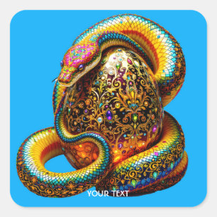 Fantasy Niedlich Snake Egg Vibranly Quadratischer Aufkleber