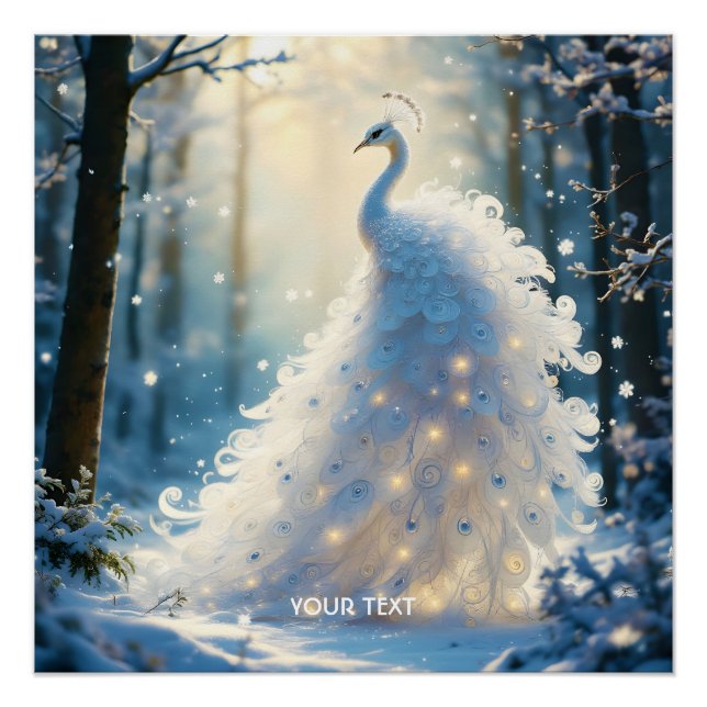 Fantasy Niedlich Snow White Peacock Poster (Vorderseite)
