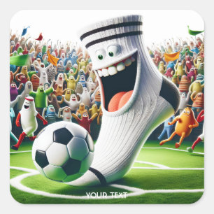 Fantasy Niedlich Soccer Ball Sock Quadratischer Aufkleber