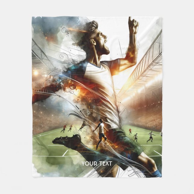 Fantasy Niedlich Soccer Player Stadium Fleecedecke (Vorderseite)