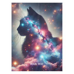Fantasy Niedlich Space Cat Stars Tischdecke