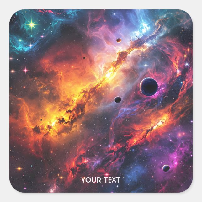 Fantasy Niedlich Space Scenes Collage Quadratischer Aufkleber (Vorderseite)