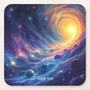 Fantasy Niedlich Space Sun Stars Rechteckiger Pappuntersetzer