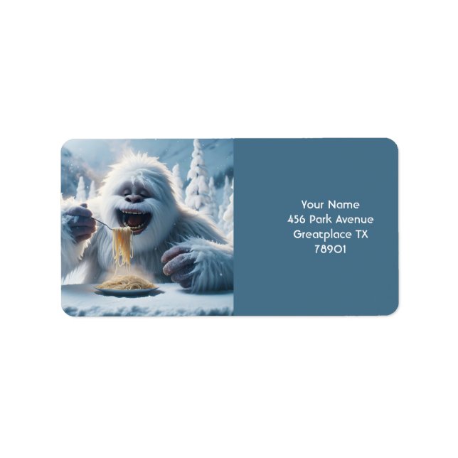 Fantasy Niedlich Spaghetti Yeti Snow Adressaufkleber (Vorne)