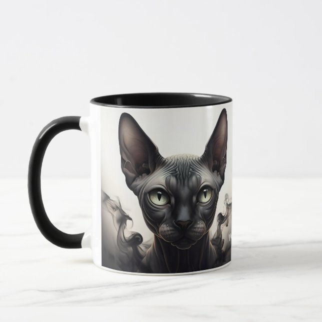 Fantasy Niedlich Sphynx Black Cat Tasse (Links)