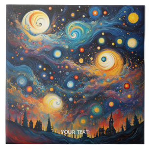 Fantasy Niedlich Spiral Planet Stars Fliese