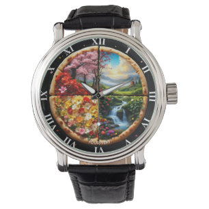 Fantasy Niedlich Spring Delicate Pizza Armbanduhr