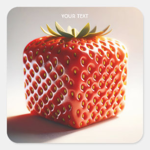 Fantasy Niedlich Square Red Strawberry Quadratischer Aufkleber