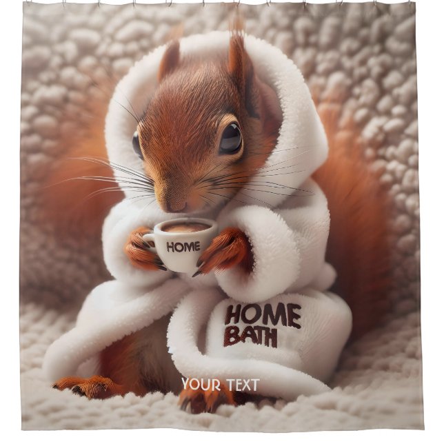 Fantasy Niedlich Squirrel Coffee Cup Duschvorhang (Vorderseite)