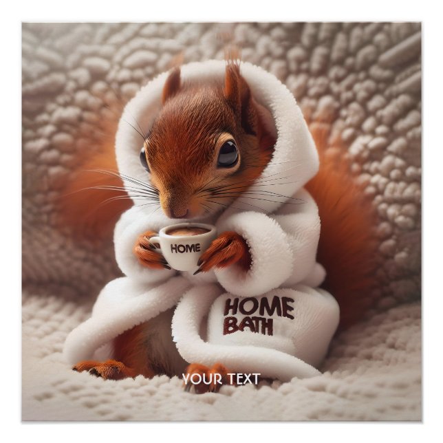 Fantasy Niedlich Squirrel Coffee Cup Poster (Vorderseite)