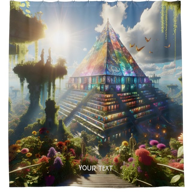 Fantasy Niedlich Stached Glass Blume Duschvorhang (Vorderseite)