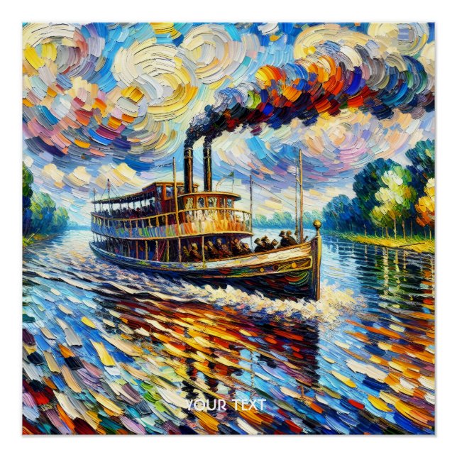 Fantasy Niedlich Steam Boat Ship Poster (Vorderseite)