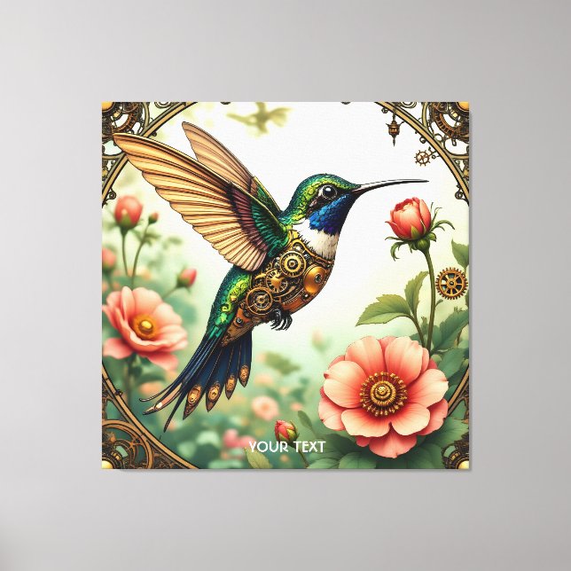 Fantasy Niedlich Steampunk Bird Blume Leinwanddruck (Vorderseite)