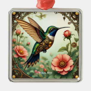 Fantasy Niedlich Steampunk Bird Blume Ornament Aus Metall