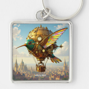 Fantasy Niedlich Steampunk Bird Sky Schlüsselanhänger