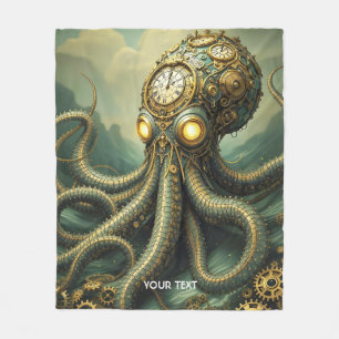 Fantasy Niedlich Steampunk Clock Kraken Fleecedecke