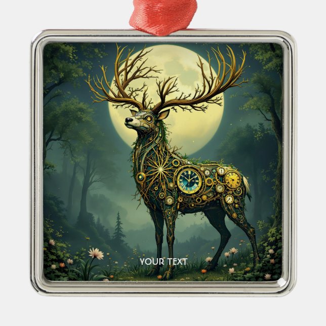 Fantasy Niedlich Steampunk Deer Forest Ornament Aus Metall (Vorne)