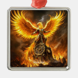 Fantasy Niedlich Steampunk Flames Phoenix Ornament Aus Metall