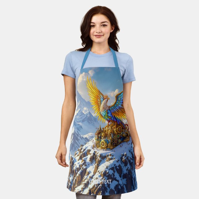 Fantasy Niedlich Steampunk Mountains Phoenix Schürze (Getragen)