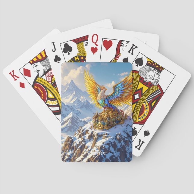 Fantasy Niedlich Steampunk Mountains Phoenix Spielkarten (Rückseite)