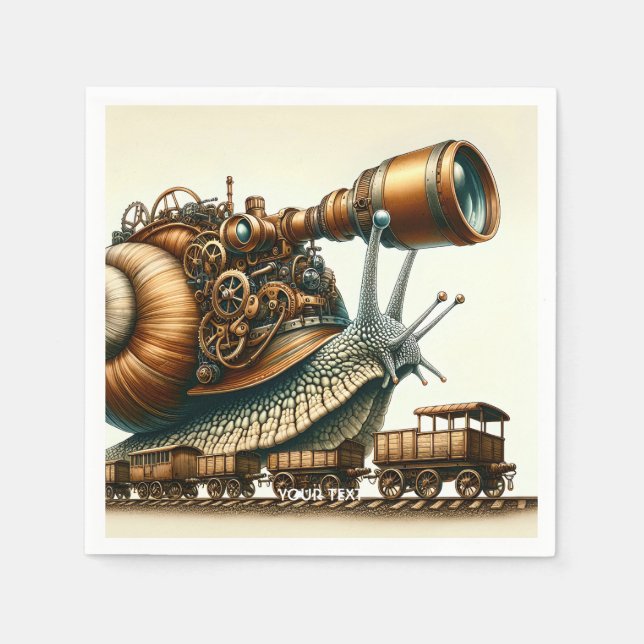 Fantasy Niedlich Steampunk Schneckenbahn Serviette (Vorderseite)