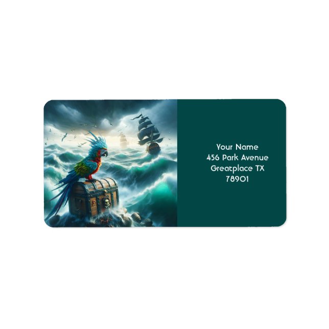 Fantasy Niedlich Storm Sea Pirates Adressaufkleber (Vorne)