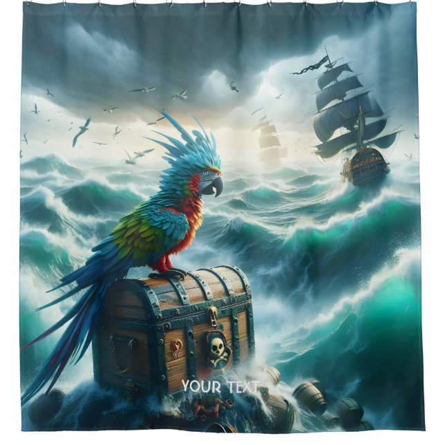 Fantasy Niedlich Storm Sea Pirates Duschvorhang (Vorderseite)