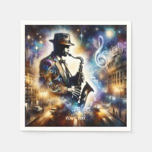 Fantasy Niedlich Street Musiker Saxophon Serviette