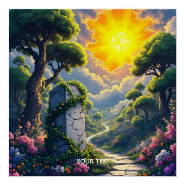 Fantasy Niedlich Sun Clouds Forest Poster (Vorderseite)