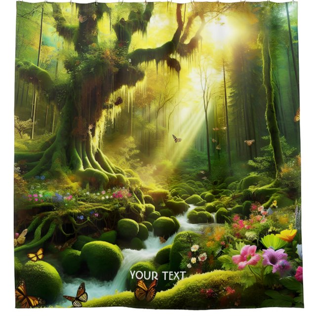 Fantasy Niedlich Sun Trees Forest Duschvorhang (Vorderseite)