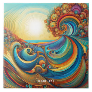 Fantasy Niedlich Sunrise Waves Beach Fliese