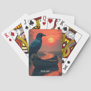 Fantasy Niedlich Sunset Boat Raven Spielkarten