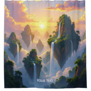 Fantasy Niedlich Sunset Islands Wasserfälle Duschvorhang