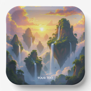 Fantasy Niedlich Sunset Islands Wasserfälle Pappteller