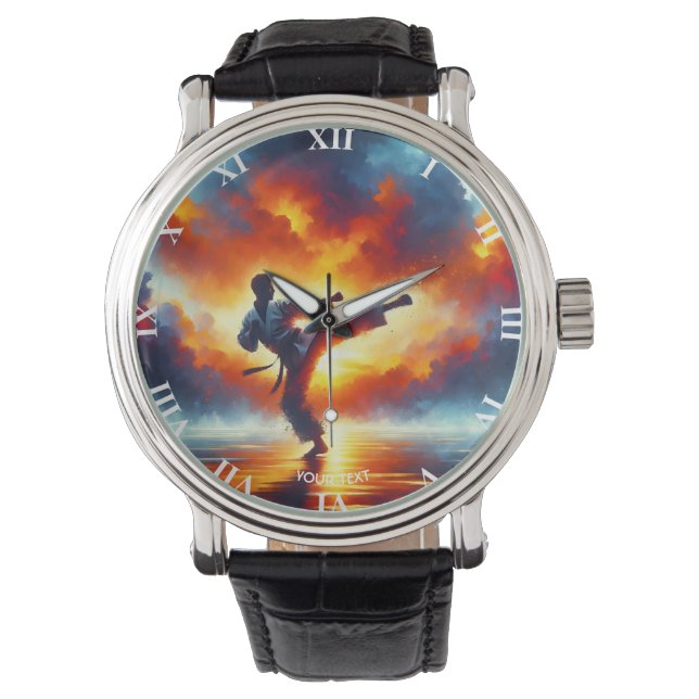 Fantasy Niedlich Sunset Karate Fighter Armbanduhr (Vorderseite)