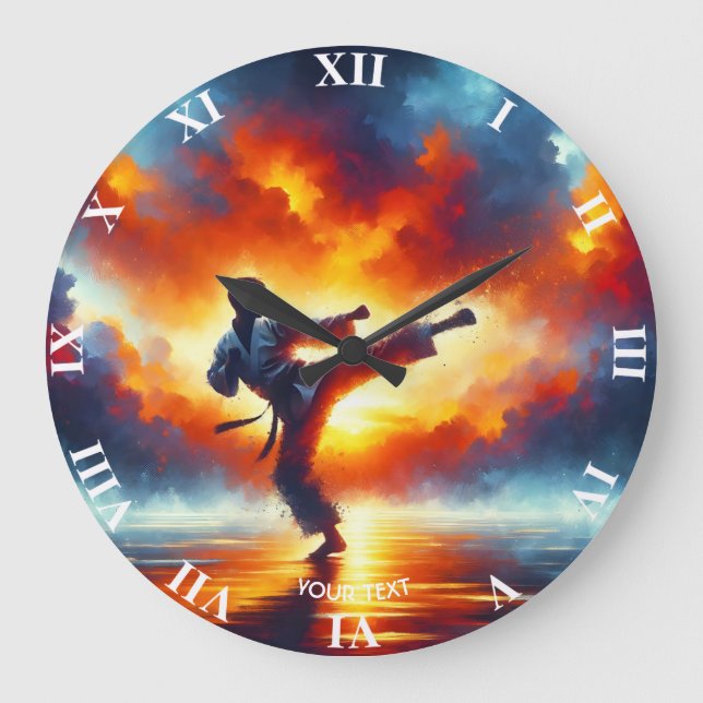 Fantasy Niedlich Sunset Karate Fighter Große Wanduhr (Vorderseite)