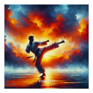 Fantasy Niedlich Sunset Karate Fighter Poster