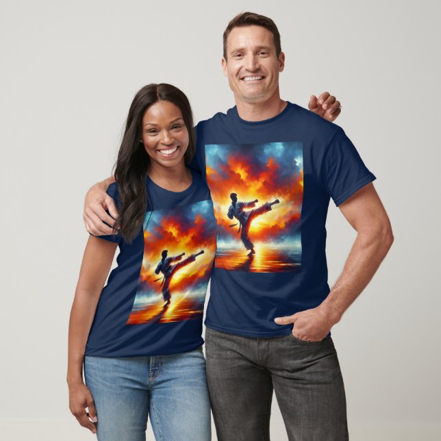 Fantasy Niedlich Sunset Karate Fighter T-Shirt (Unisex)