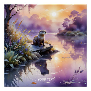 Fantasy Niedlich Sunset Lila See Poster