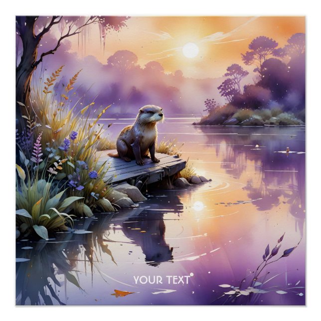 Fantasy Niedlich Sunset Lila See Poster (Vorderseite)