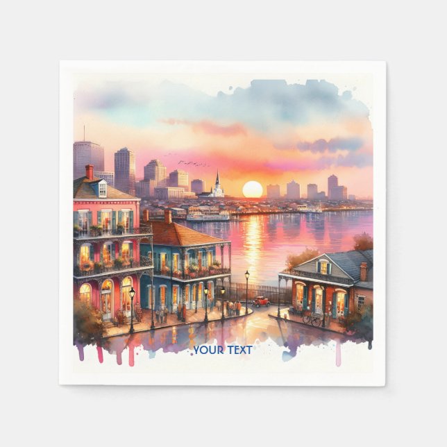 Fantasy Niedlich Sunset New Orleans View Serviette (Vorderseite)