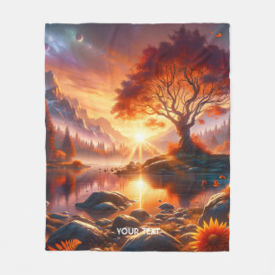 Fantasy Niedlich Sunset Orange Tree Fleecedecke
