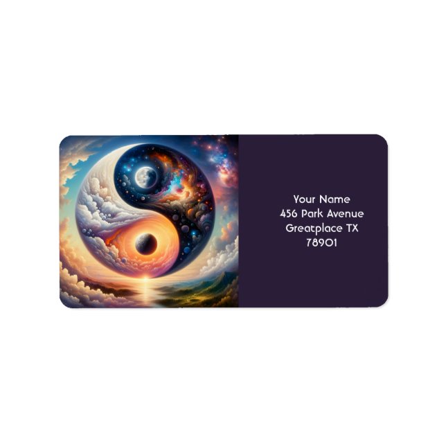 Fantasy Niedlich Surreal Yang Adressaufkleber (Vorne)