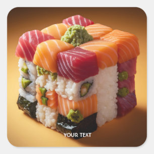 Fantasy Niedlich Sushi Small Cube Quadratischer Aufkleber