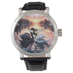 Fantasy Niedlich Swan Lake Sunset Armbanduhr