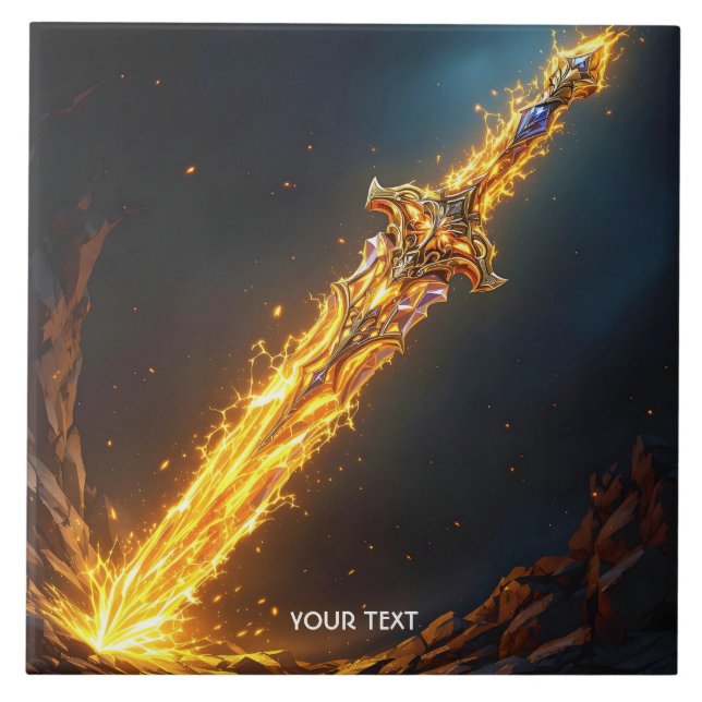 Fantasy Niedlich Sword Flames Höhle Fliese (Vorderseite)