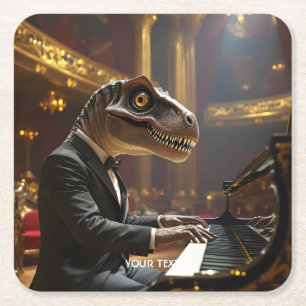 Fantasy Niedlich T-rex Klavier spielen Rechteckiger Pappuntersetzer