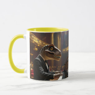 Fantasy Niedlich T-rex Klavier spielen Tasse