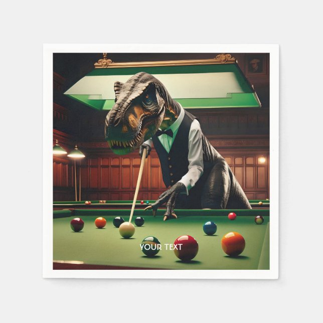 Fantasy Niedlich T-rex Snooker spielen Serviette (Vorderseite)