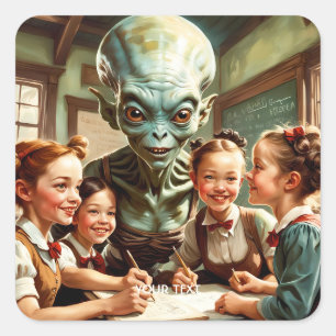 Fantasy Niedlich Teacher Students School Quadratischer Aufkleber